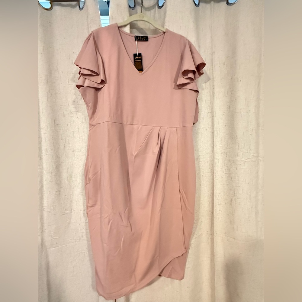 V-neck faux wrapped dress